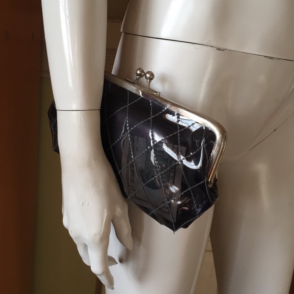 Vintage clear clutch walking purse